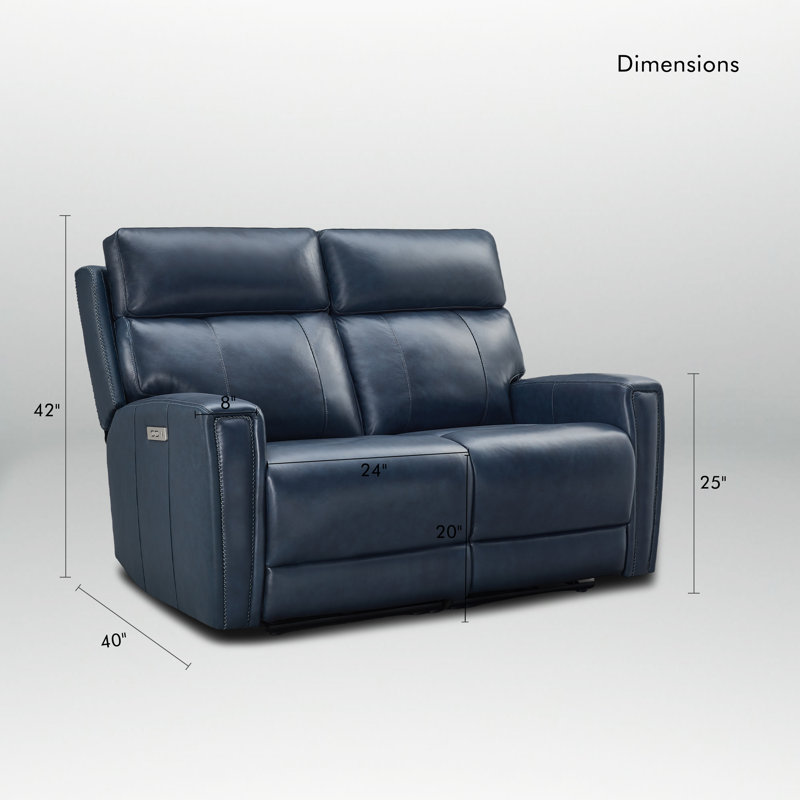 Causeuse inclinable en cuir Rumalda, Dark Blue