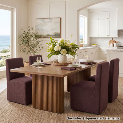 Chaises d'appoint de salle à manger avec sièges rembourrés Modern Linen
