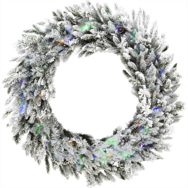Silverado Faux Lighted Pine 36'' Wreath, Blue/Green