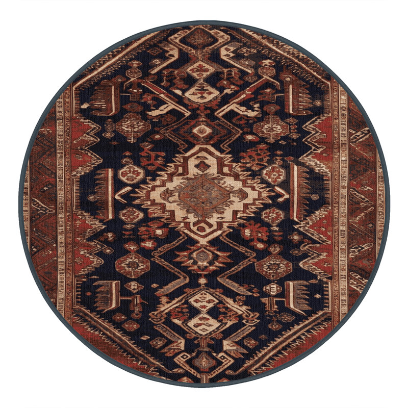 Tapis brun lavable à la machine, Rond 8 pi