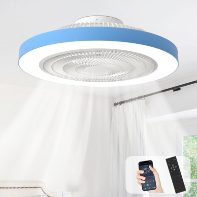 Depuley 19" Enclosed Ceiling Fan with Light, RGB Flush Mount Ceiling Fan with Remote, Low Profile Bladeless Ceiling Fan for Bedroom Kids Room