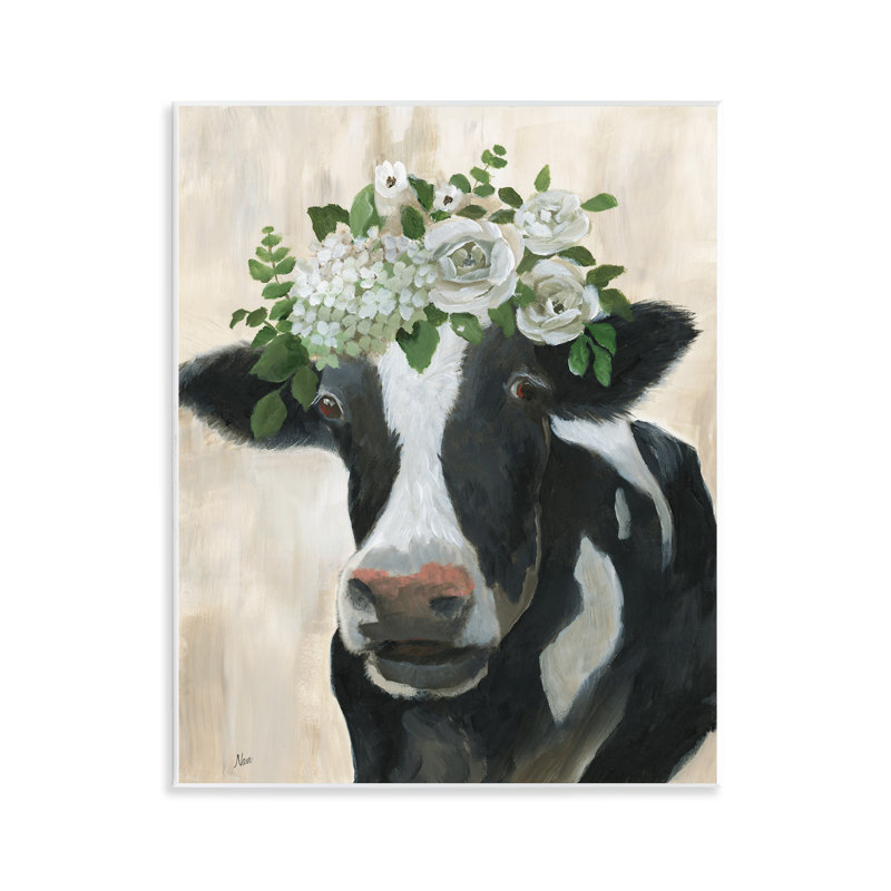 Art floral, plaque murale de vache
