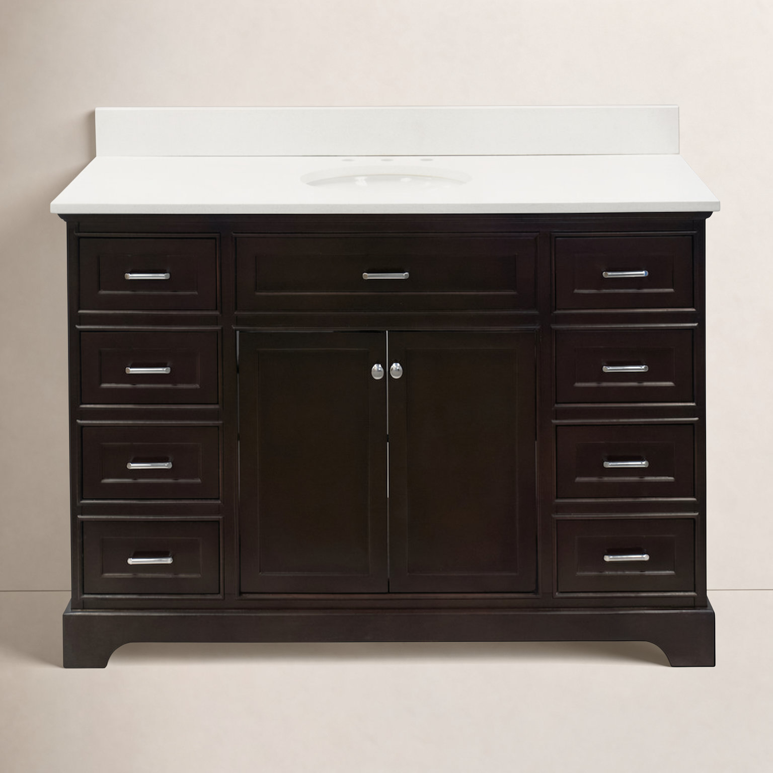 Meriline 60'' Single Bathroom Vanity, Chocolate, Quartz