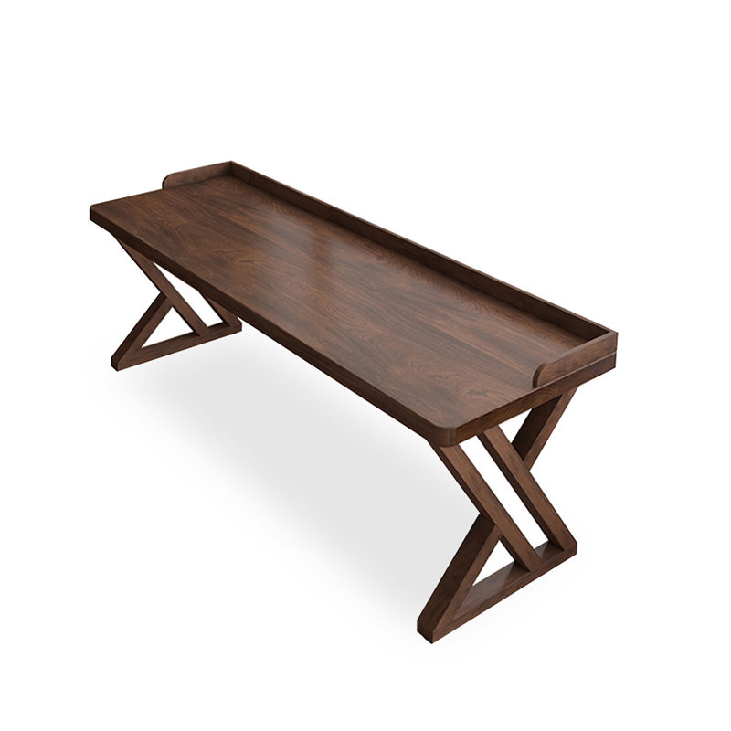 Bureau rectangulaire en bois massif de couleur noyer noir, H 31,5 po x l 86,61 po x P 31,5 po
