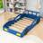 Twin Wooden Car-Shaped Bed With Storage Shelves-1628335849