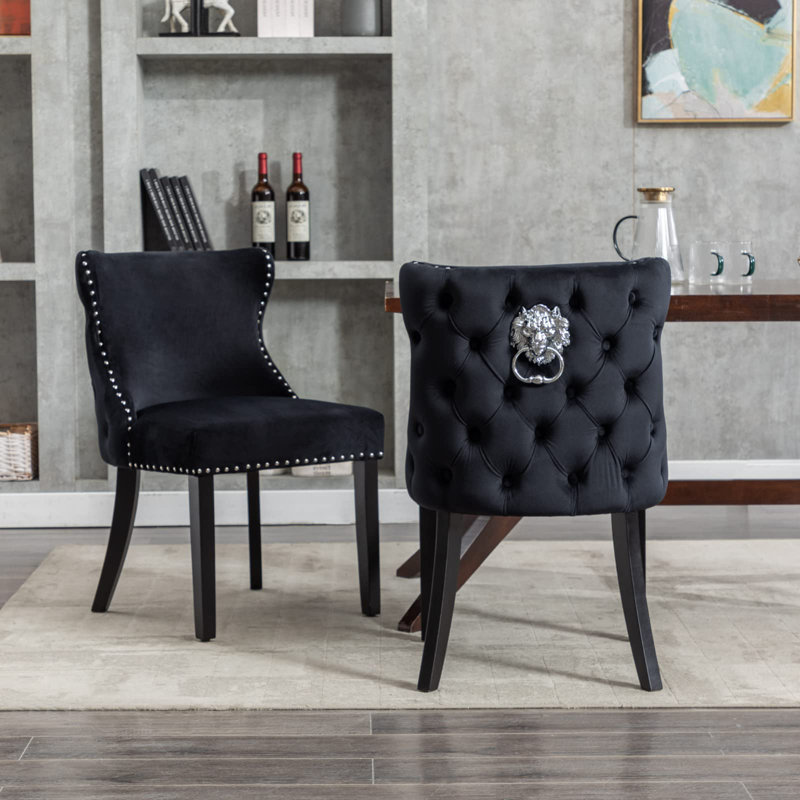 Sanora Modern Upholstered Dining Chairs Accent Chair wirh Wood Frame, Black