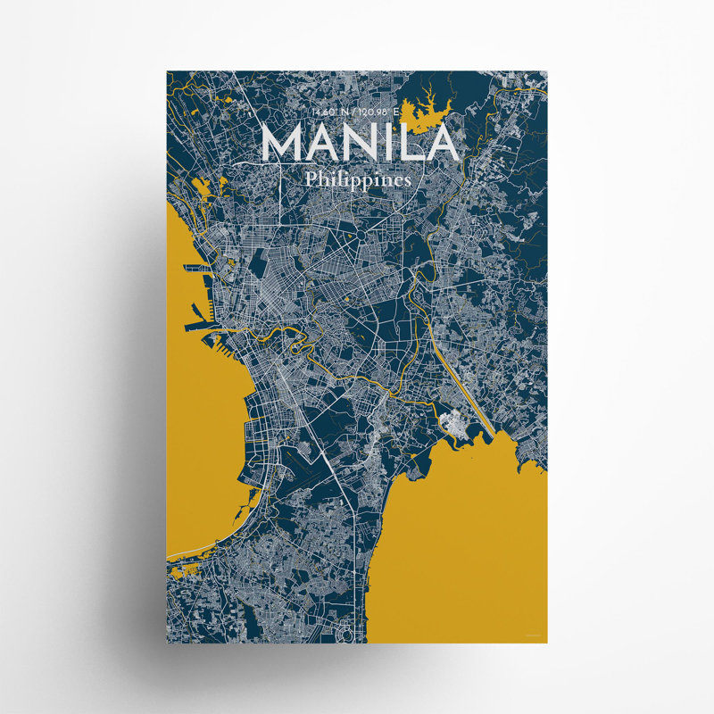 Manila City Map In Amuse - No Frame Print, 36cm H x 24cm W x 0.05cm D