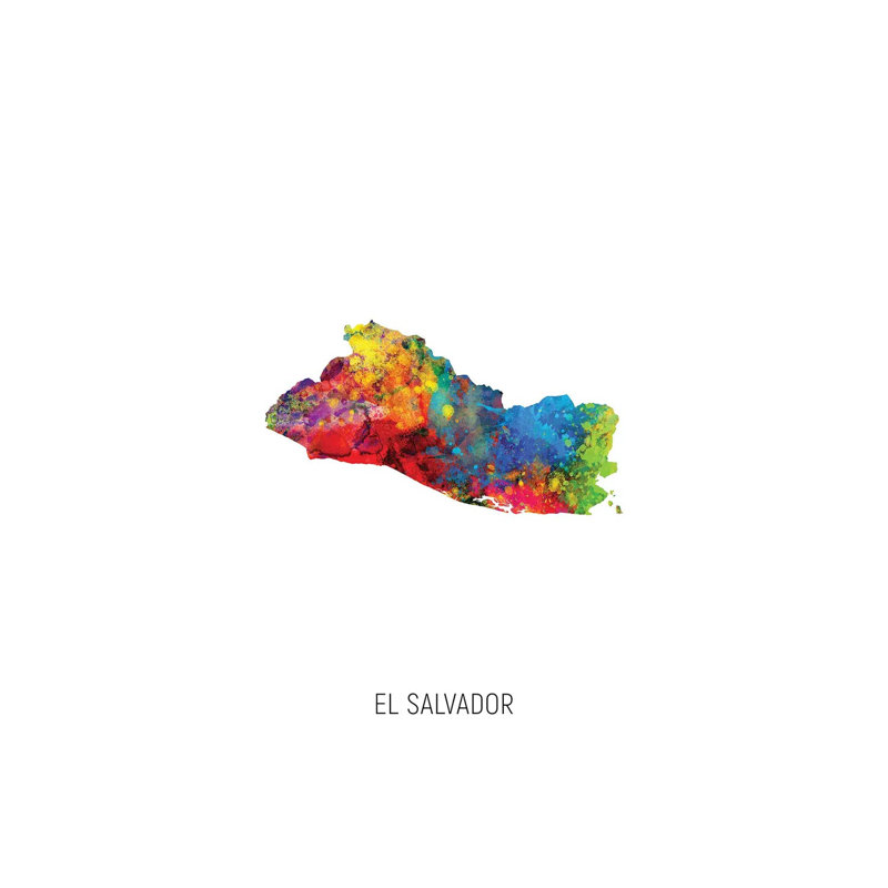 «El Salvador Map» par Michael Tompsett, impression sur toile tendue, H 18 po x l 12 po x P 1,5 po