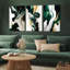 Triptych Green and Gold Floral Wrapped Canvas Wall Art 40x60cm
