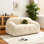 Canapé moelleux de 66 po avec coussin - coussin 2 places rembourré au design minimaliste arrondi, confort moelleux semblable au nuage, rembourrage de soutien pour le salon, la chambre à coucher et la lecture