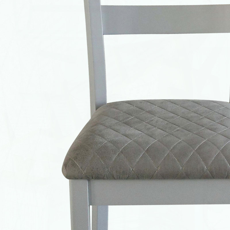 Ensemble de 2 chaises d'appoint - Tissu gris deux tons - Finition gris perle - Garniture cloutée