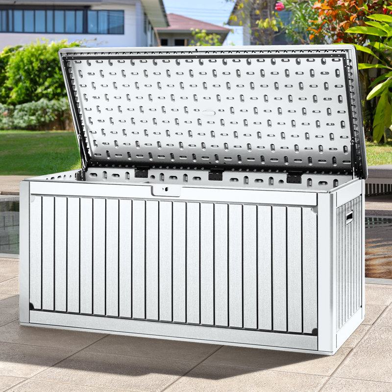 260 Gallon Resin Outdoor Deck Box, Cream