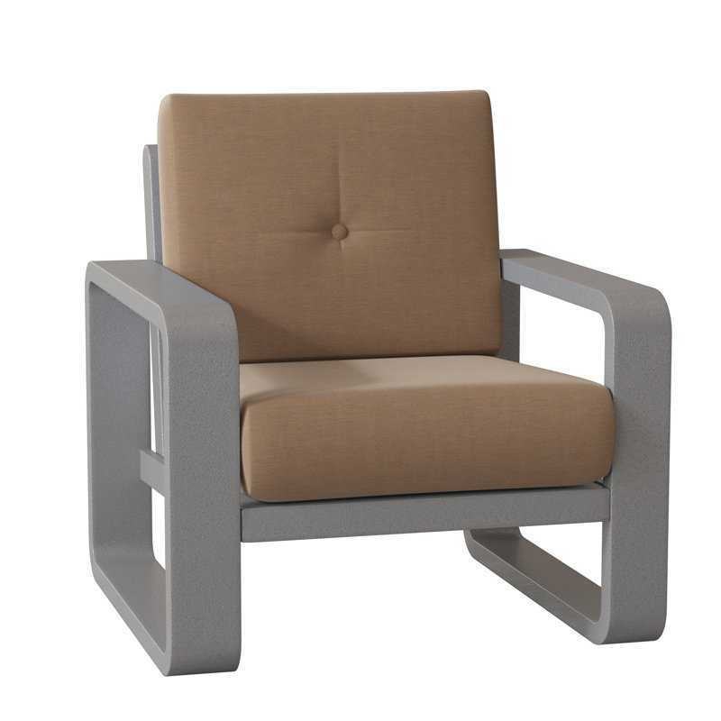 Vale Aluminum Outdoor Lounge Chair, Pewter Finish, Canvas Navy Sunbrella® Canvas