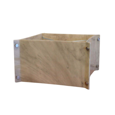 Pop Steady 15x15x9 Faux Marbled Alabaster Shallow Drum Square Lampshade