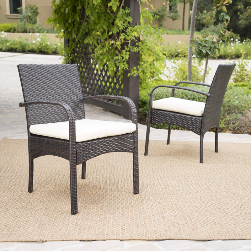 Chaise de patio avec coussin, Brun, 2