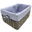 Panier de rangement rectangulaire en maïs tissé à la main - ensemble de 3 - doublure rayures bleu bébé-481171042
