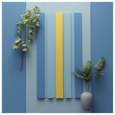 Tapisserie murale verticale à rayures verticales bleues et jaunes