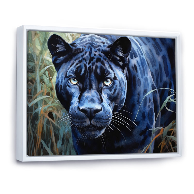 Panther's Gaze I sur toile, H 16 po x l 32 po x P 1 po, Cadre flottant blanc