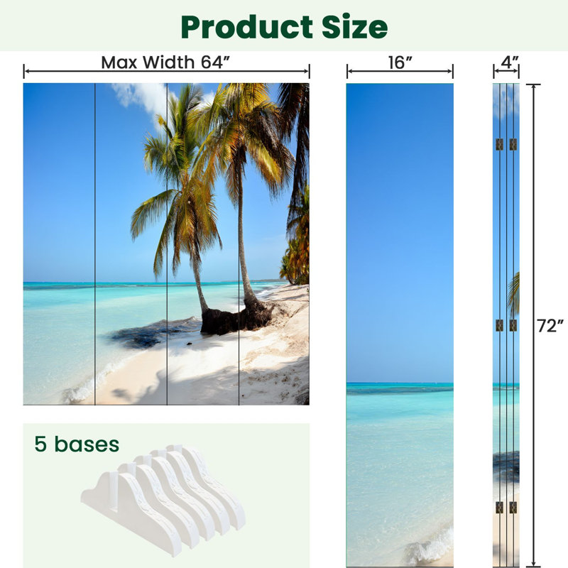 Paravent 6 panneaux paravent Royal Tropical Beach, H 71 po x l 64 po x P 1 po, 4