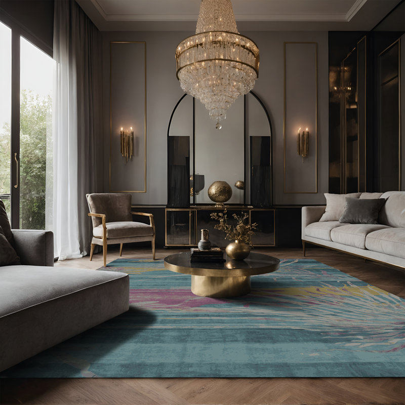 Tapis gris soyeux et moelleux, Rectangle 5' x 8'