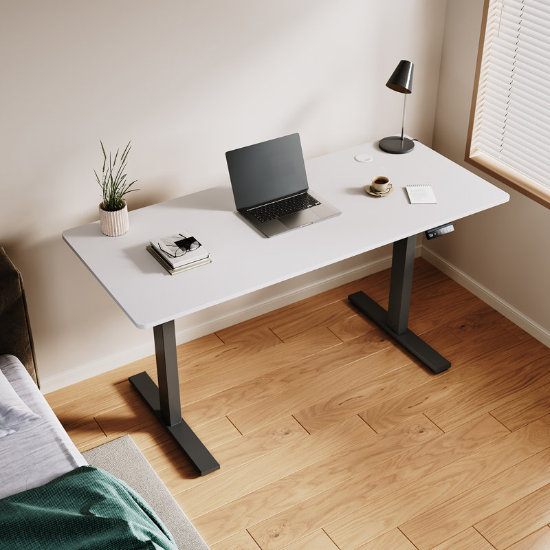 140Cm W Height Adjustable Rectangular Standing Desk, White