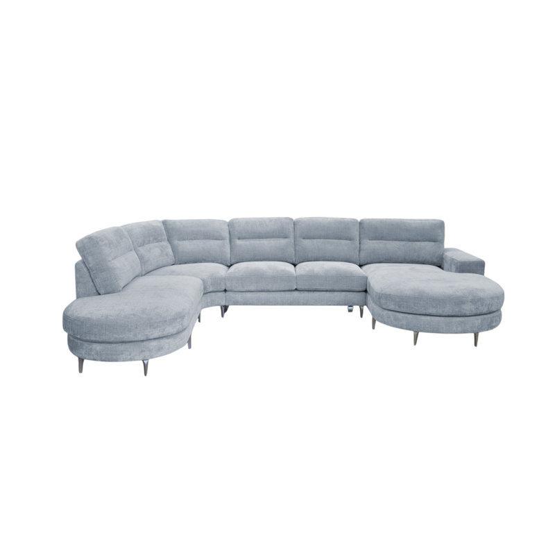 6 Seater Corner Sofa , Blue, Left Hand Facing