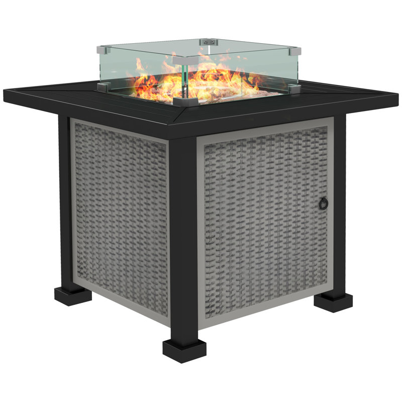 Bayete Rectangle Propane Smokeless Fire Pit Table with Hidden Fuel Tank
