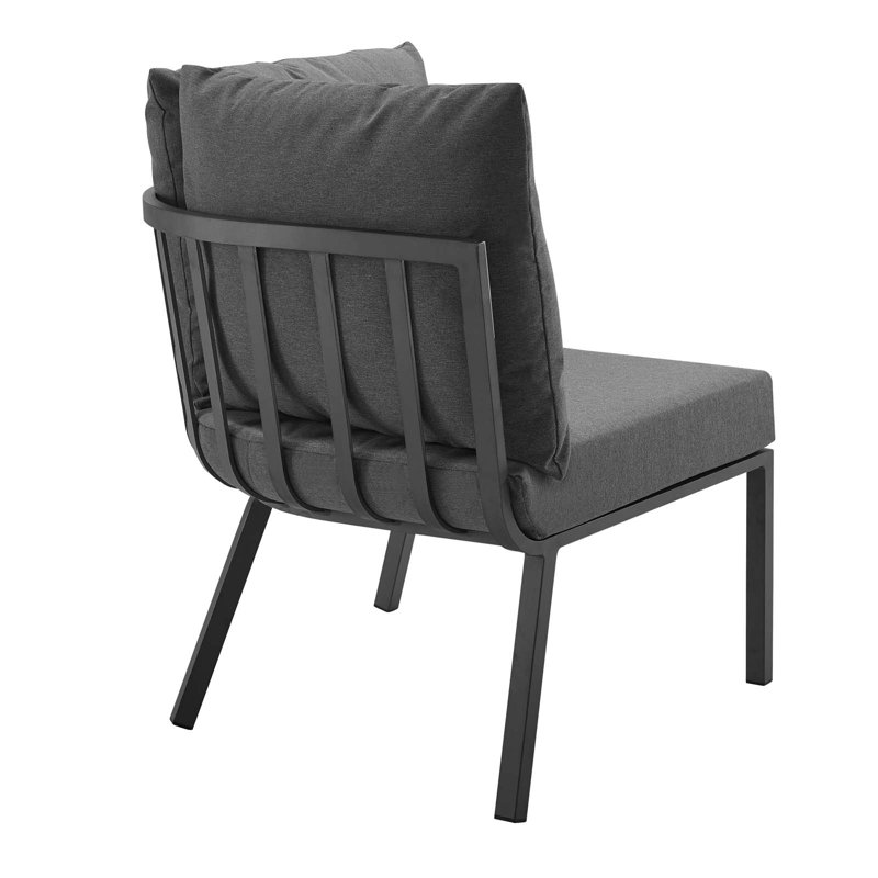 Canapé modulaire d'extérieur en aluminium 4 pièces Riverside par Modway, Gris anthracite, gris