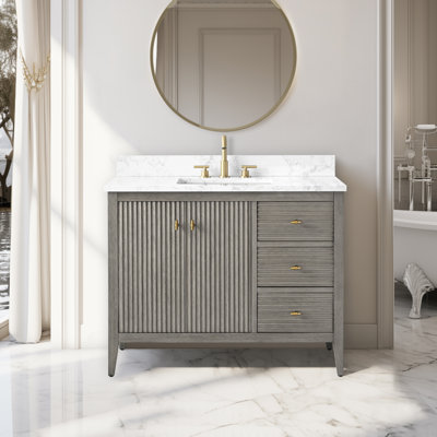 Laval 42" Single Sink Freestanding Bathroom Vanity with Engineered Marble Top