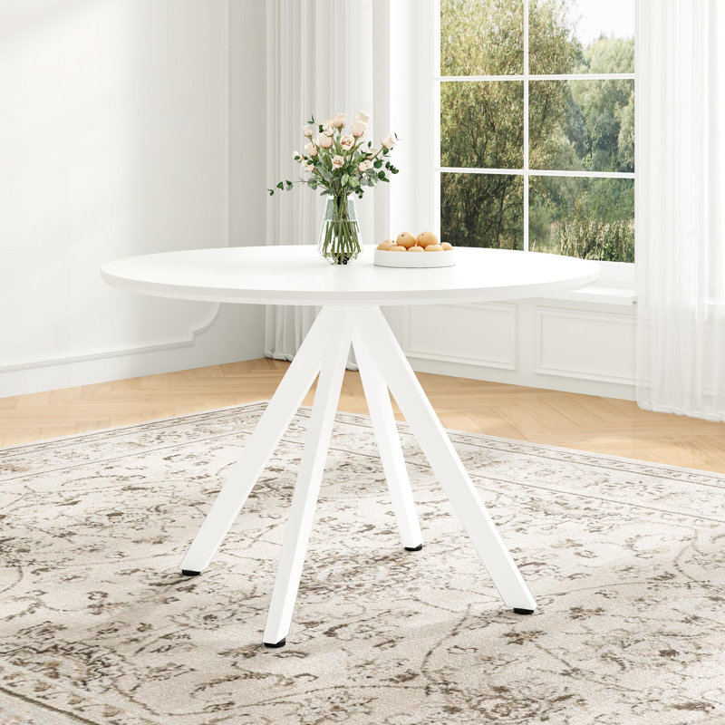 Whole Board Round Dining Table, 75cm H x 100cm L x 100cm W, Natural/Black