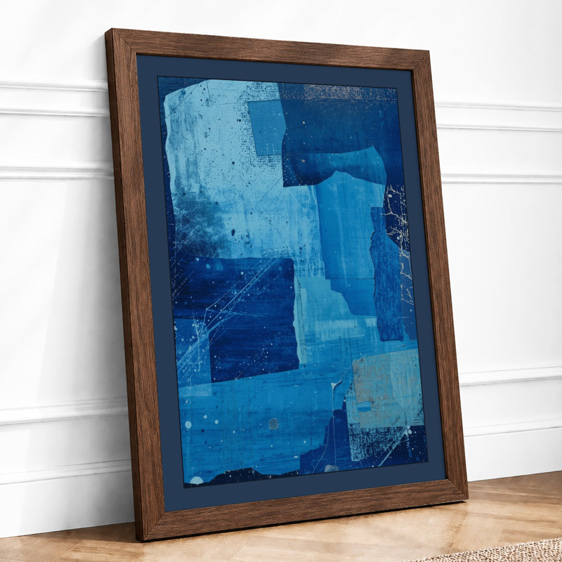 Blue Abstraction Minimalist - Framed Print, A1 - 84.1 x 59.4 cm, Walnut