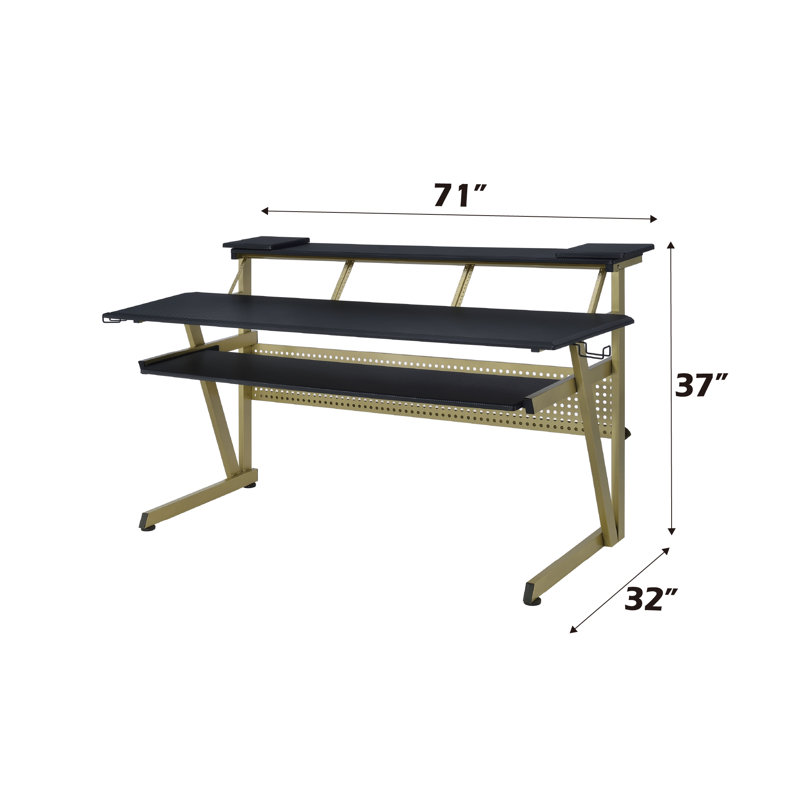 Acke Rectangular Music Desk, Black/Muted Gold