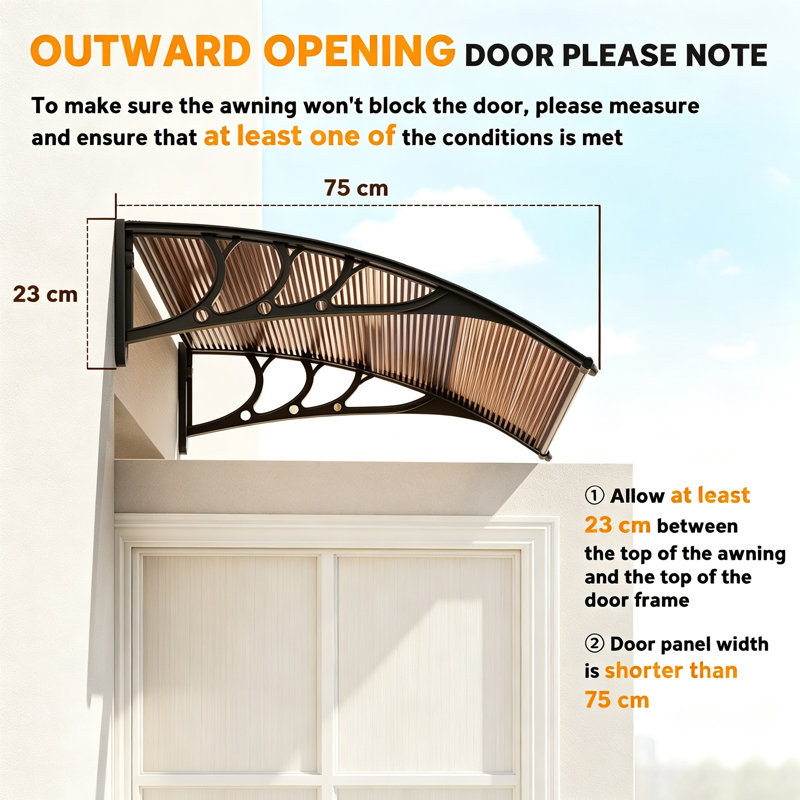 Luch 100cm W x 75cm D Polycarbonate Cover Retractable Door / Window Awning