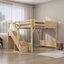Lit mezzanine en bois massif UnaCubby avec garde-robe intégré, rangement et escalier, sans sommier-822935024