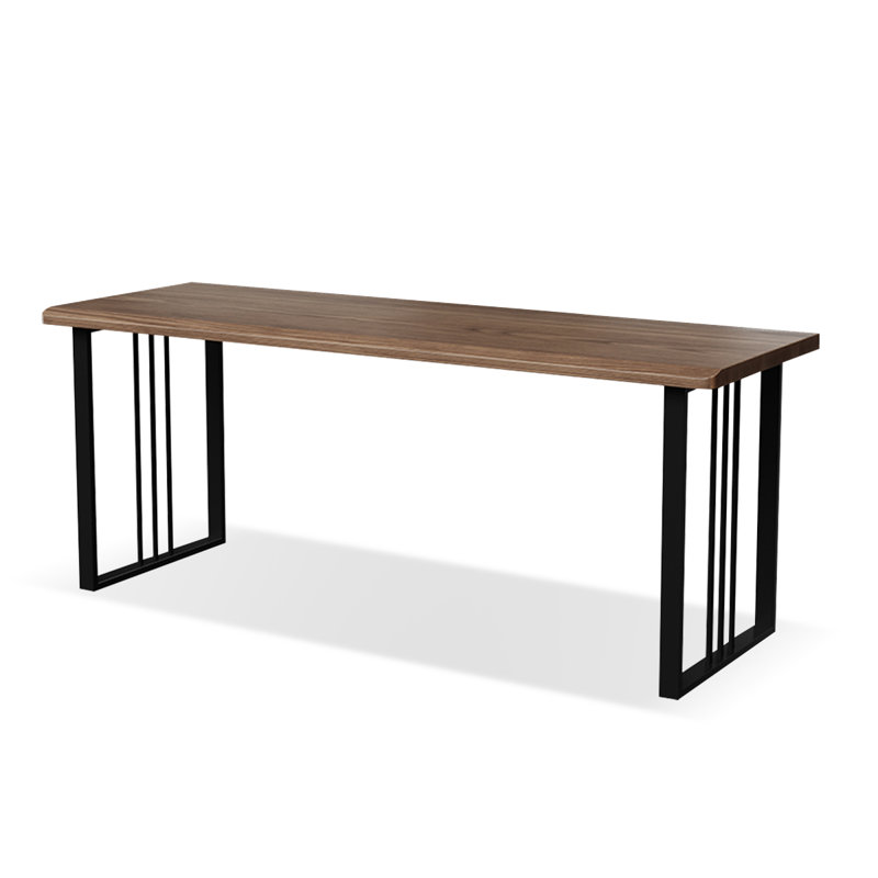 Bureau noyer + bois massif rectangulaire noir + fer, H 29,53 po x l 78,74 po x P 23,62 po