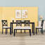 Ensemble de table de salle à manger 6 pièces, table rectangulaire de style campagnard avec chaises rembourrées et banc-377234836-377234835-377234837