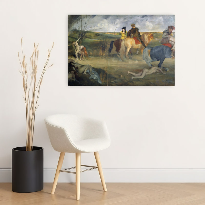Scene Of War In The Middle Ages, C.1865 Abstract Contemporary Horse Wall Art Print by Edgar Degas - Wrapped Canvas Print