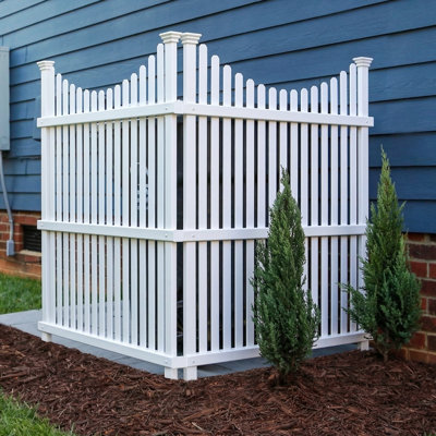 H 3,75 pi x l 3 pi (2 panneaux) No Dig Enclo Huntersville, écran d'intimité en vinyle blanc, panneaux d'intimité d'extérieur, enceinte de poubelle, clôture de climatiseur, enceinte pour équipement de piscine, ZP19036