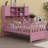 Multifunctional Wood Platform Bed With Bookshelf At The Head Of The Bed, Built-In Desk And Matching Chair-1985540529