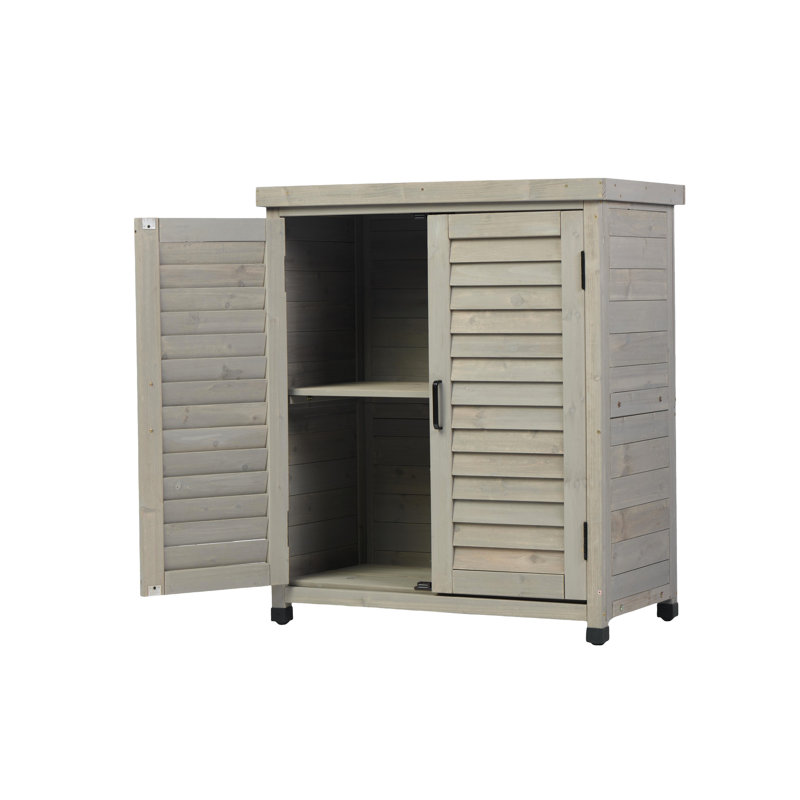 Banc de rempotage d'extérieur avec armoire de rangement, 31 x 17 x 36 po - Finition grise et table de rangement en bois de bois de pruche, pour le travail de jardin