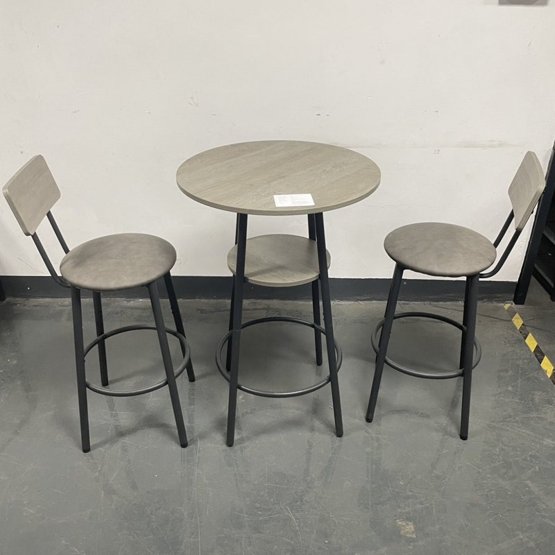 Ensemble de tabourets de bar ronds avec tablette, tabouret rembourré avec dossier gris, l 23,62 po x P 23,62 po x H 35,43 po