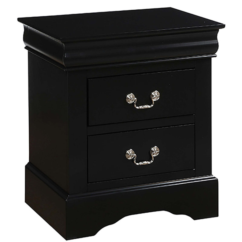 2-Drawer Nightstand, Black