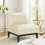 Fauteuil d'appoint Hoy, cuir fleur beige, pieds en bois massif noir-119044013