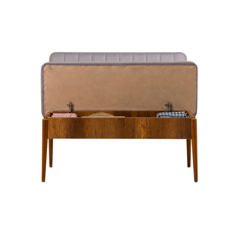 Banc rembourré Helle, Noyer / gris