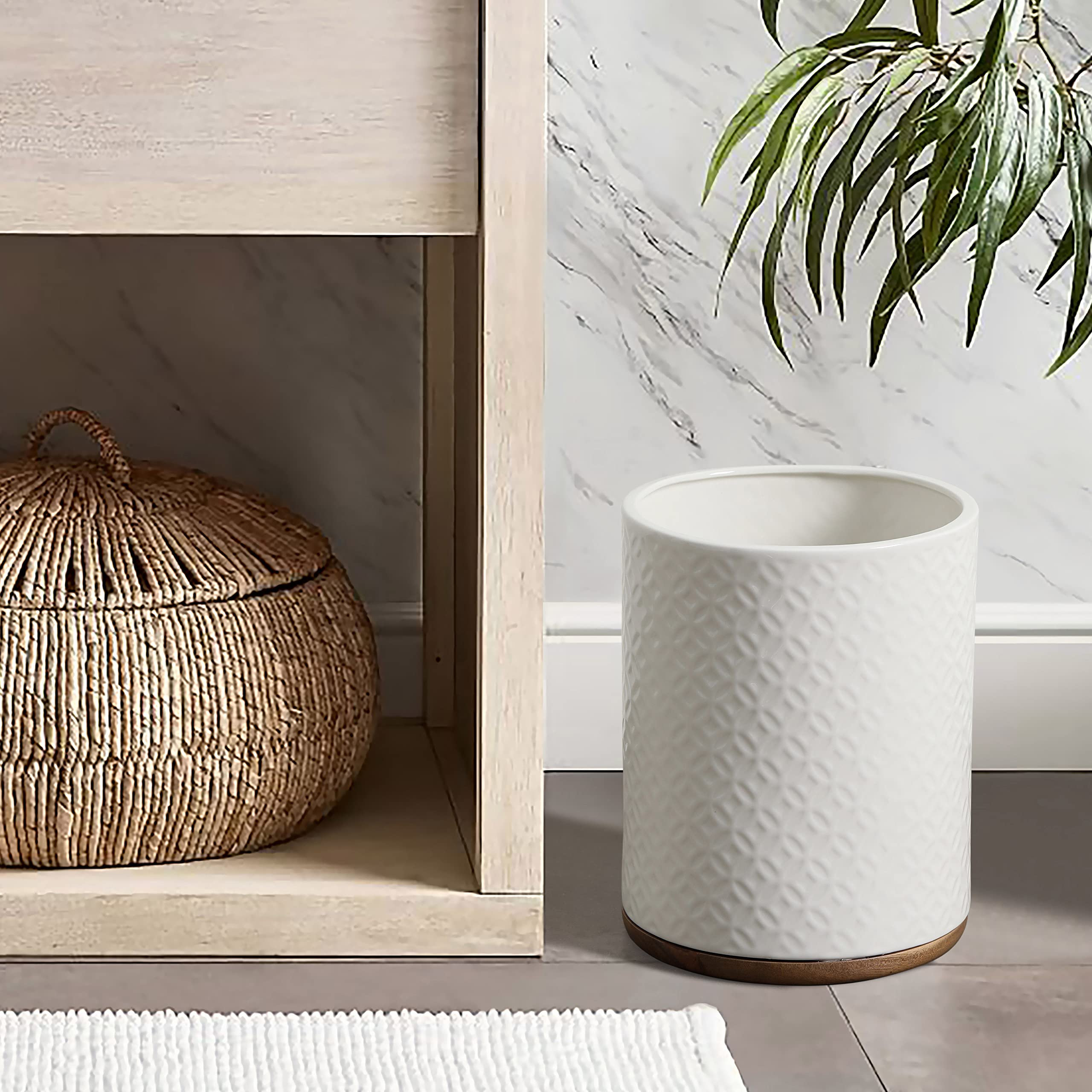 Two trees make a forest Bathroom Wastebasket - Ceramic Decorative Trash