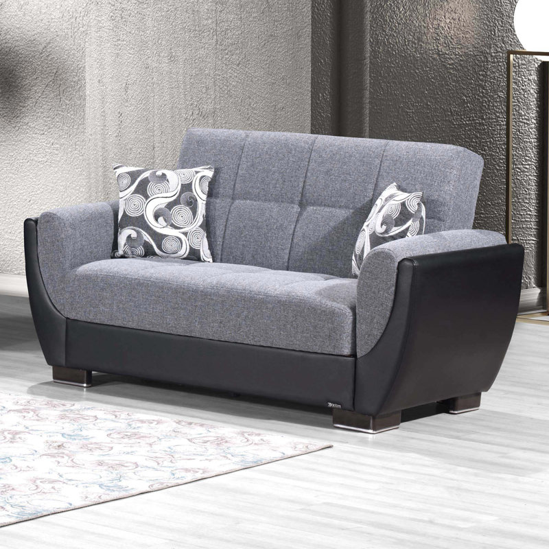 Causeuse convertible avec rangement PrimeNest SkyHaven Collection, Noir/gris