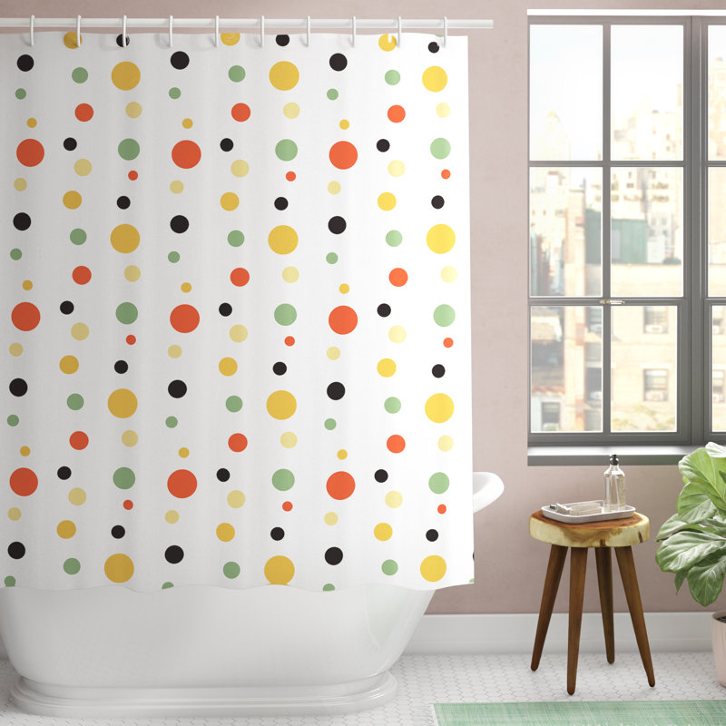 Velasquez Geometric Shower Curtain with Hooks Included, 69" H x 75" W