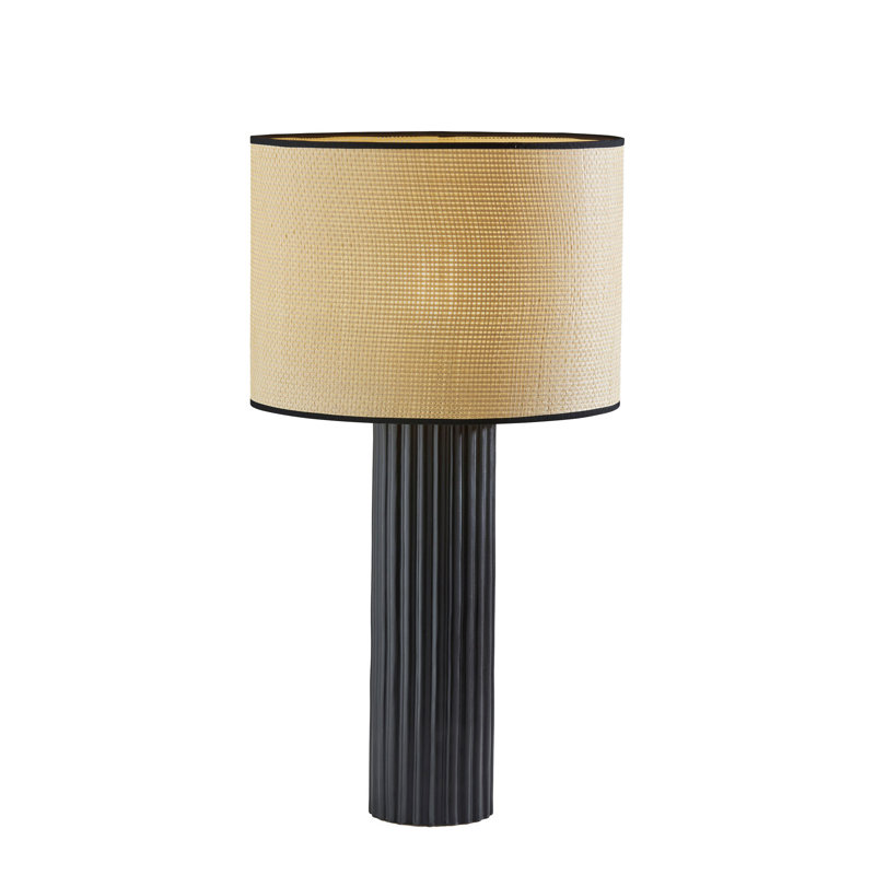 Lampe de table en céramique Aldreth, Noir côtelé, H 28,75 po x l 15,5 po x P 15,5 po