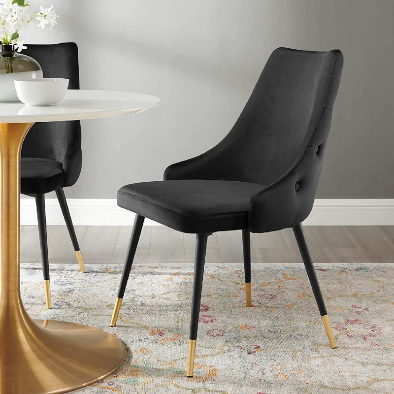 Chaise parsons capitonnée en velours, Noir