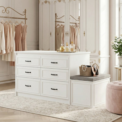 61.9" W 12-Drawer Storage Bench with Flip-Up Seat